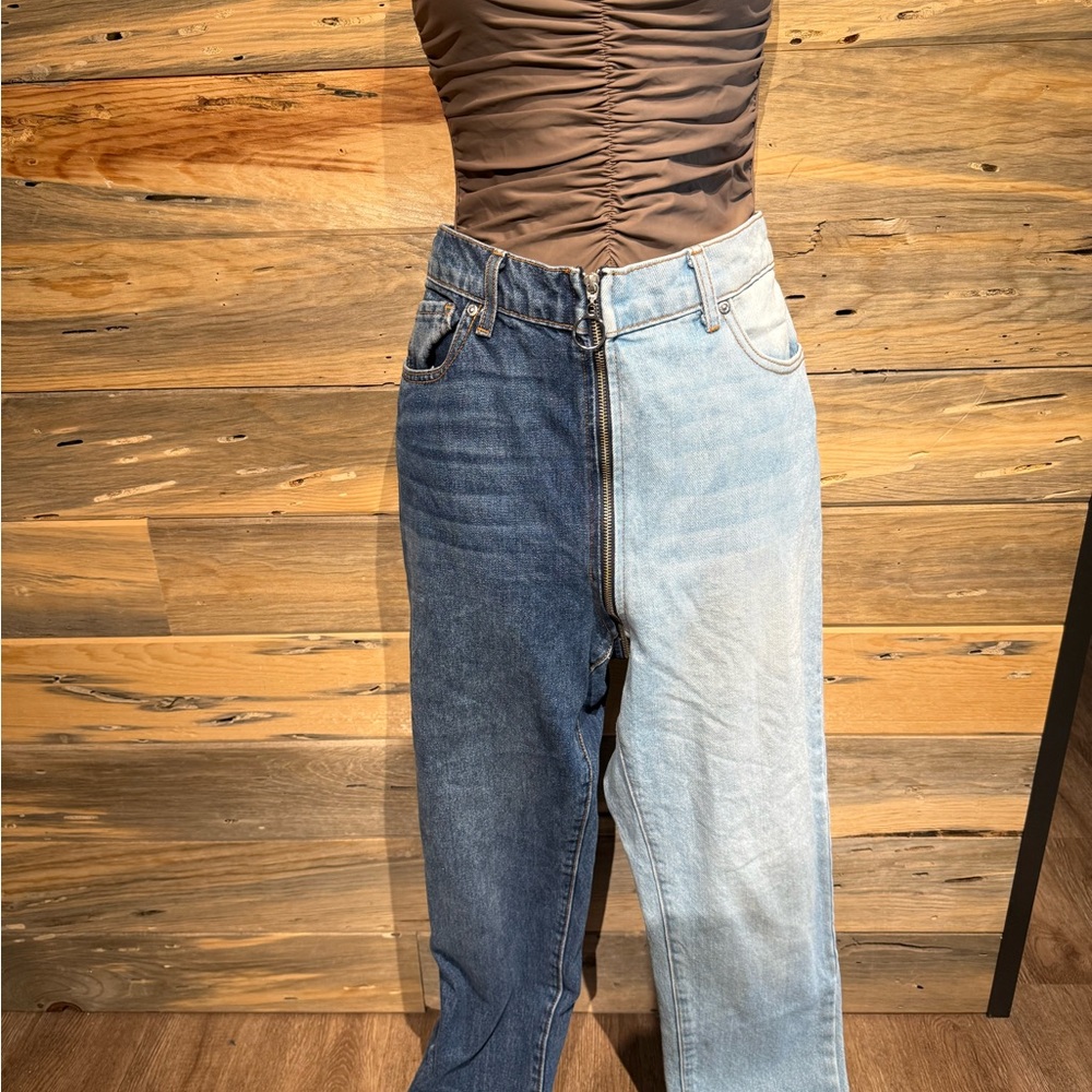 REVICE Two-Tone Blue Straight Leg Jeans